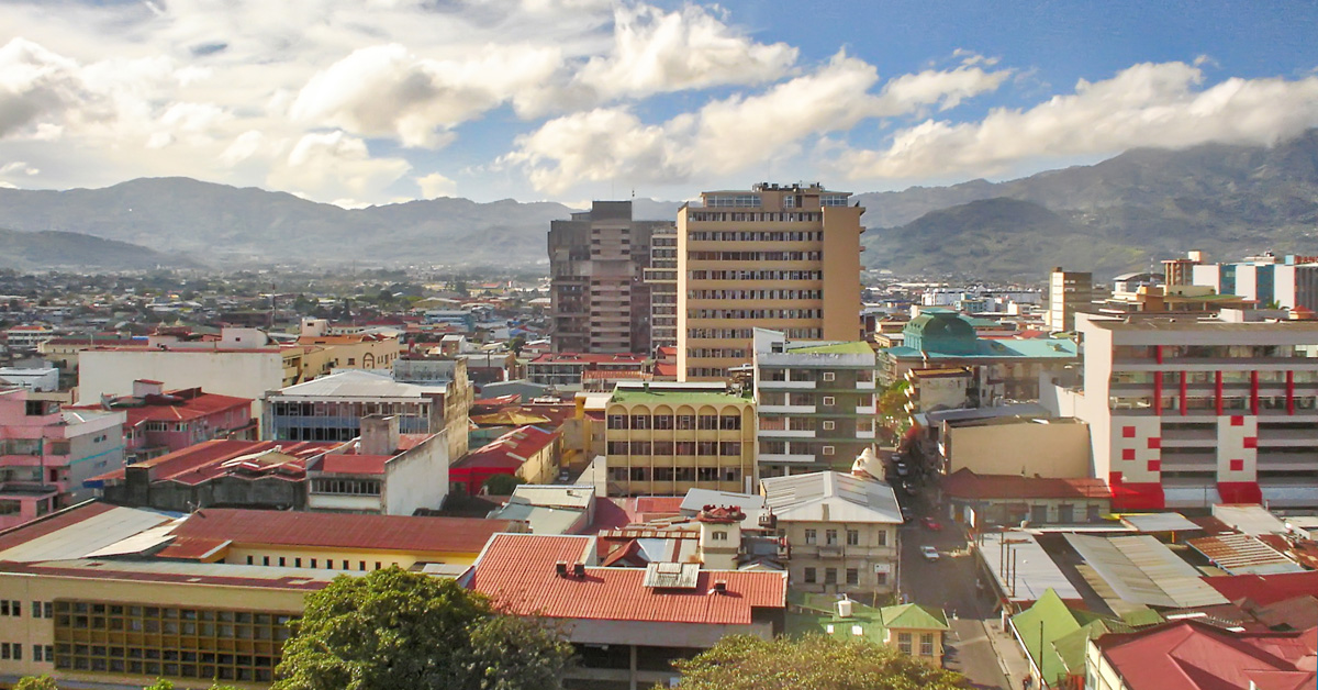 blue sky with clouds over the city of San Jose in Costa Rica