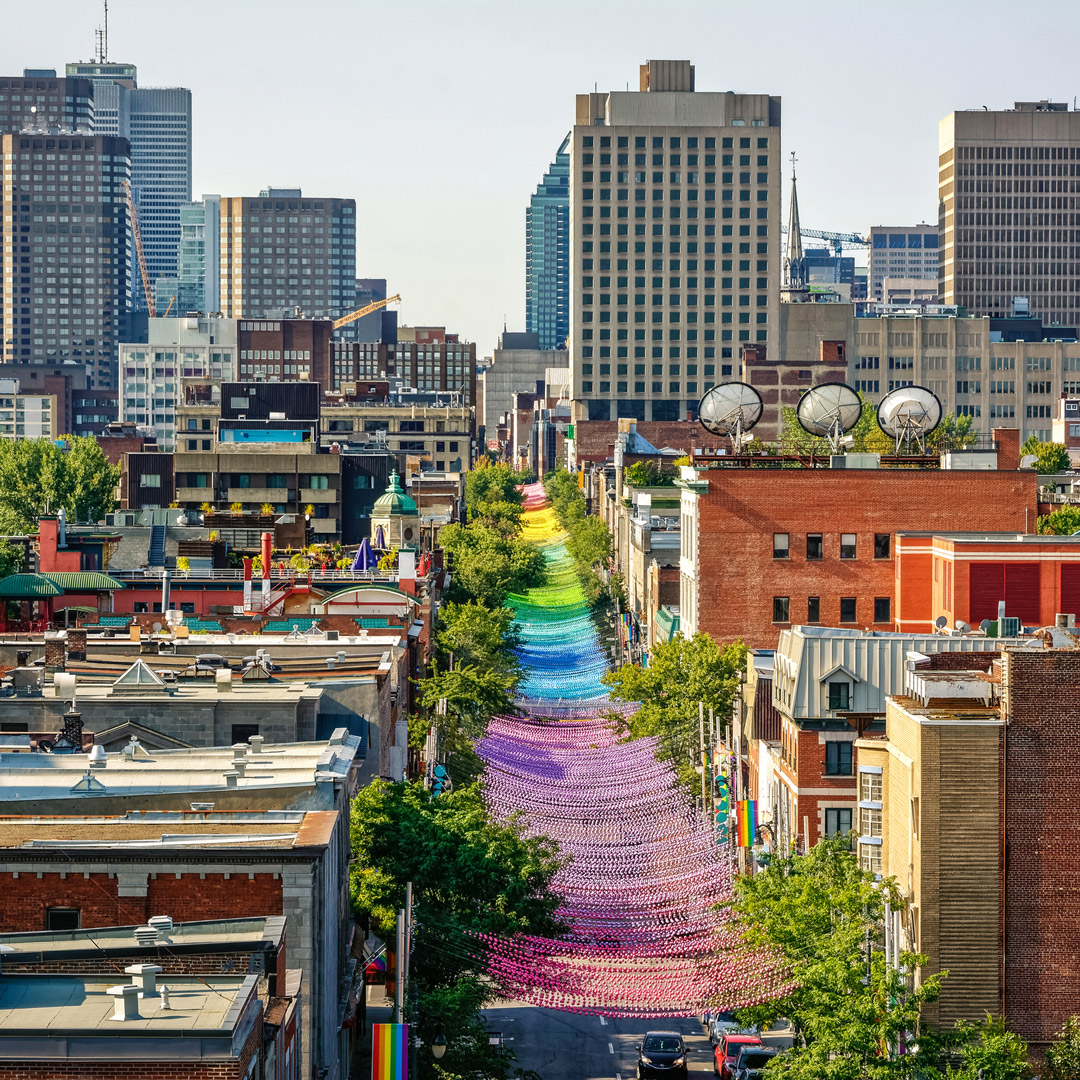 aerial view of the Village in Montreal