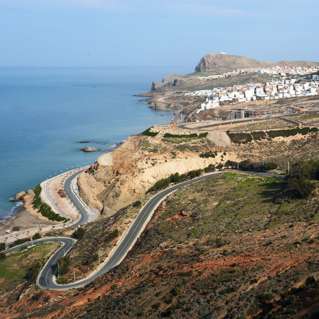 highway snaking along the Mediterranean coast